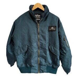 Vtg  Alpha Industries MA-1 Bomber Flight Jacket Teal L /XL USA